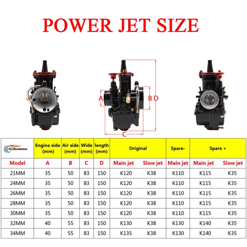 Motorcycle Flat Curtain Carburetor For Mikuni PWK 21 24 26 28 30 32 34mm With Power Jet Engine Parts Enduro Pitbike Carburetor