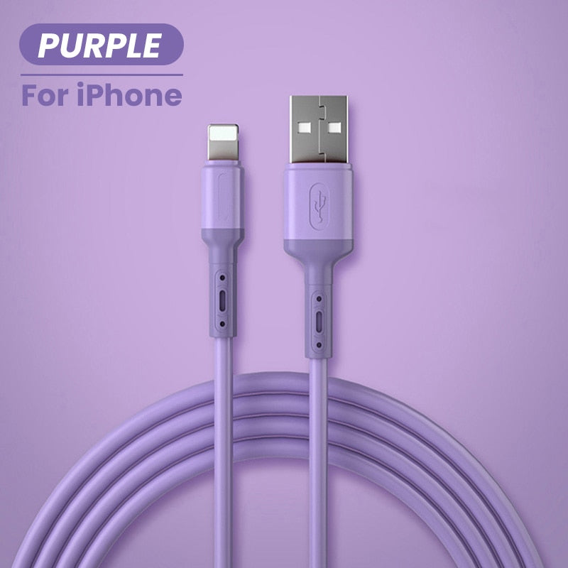 USB Cable For iPhone 14 13 12 11 Pro Max XR XS 8 7 6s 5s Fast Data Charging Charger USB Wire Cord Liquid Silicone Cable 1/1.5/2M