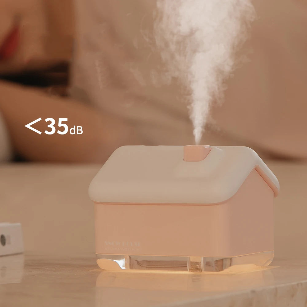 300ML USB Air Humidifier Desktop Purifier Snow House Diffuser Aromatherapy Mist Maker With Lamp Lights For Christmas Home Office