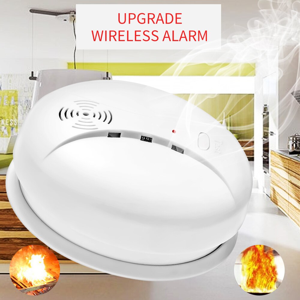 Smoke Sensor Wireless 433mhz Work With GSM Wifi Alarm System Security Alarms for Home smoke alarm fire detector