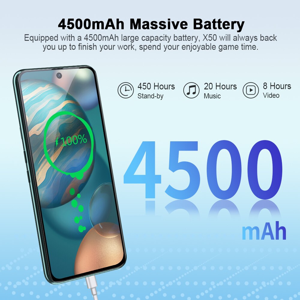 Cubot X50 2021 New Smartphone 64MP Quad Camera 8GB+128GB 6.67" FHD+ Large Display NFC Global Version Android 11 Cellphone