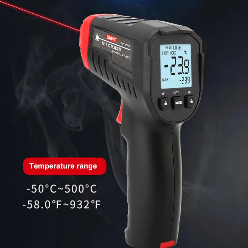 UNI-T Digital Thermometer UT306S UT306C Non-contact industrial Infrared Laser Temperature Meter Temperature Gun Tester-50-500
