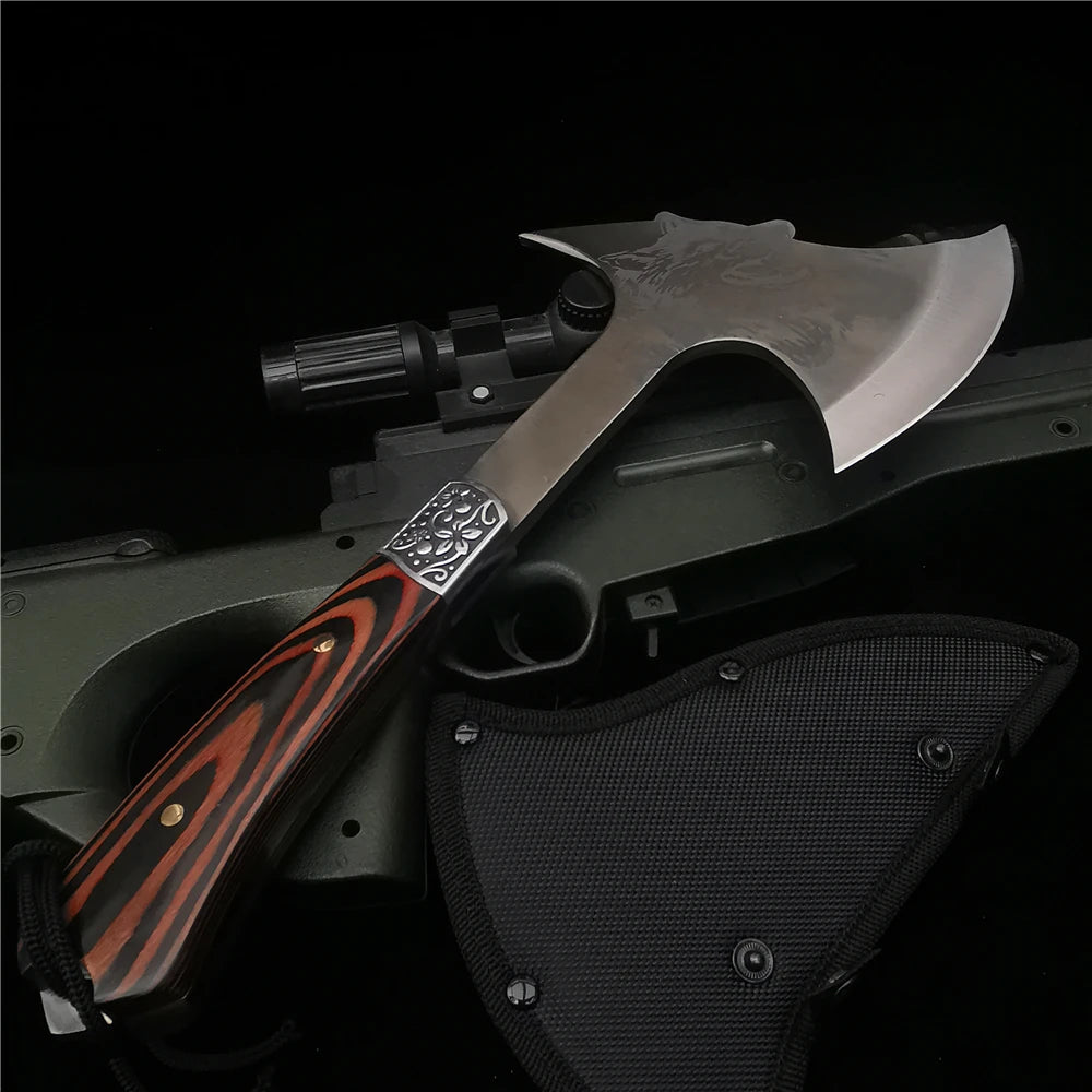 Axe, Outdoor Survival Battle Axe, Hunting Knife, Bone Chopper, Fire Hand Tool Tomahawk Hatchets and Axes 330MM