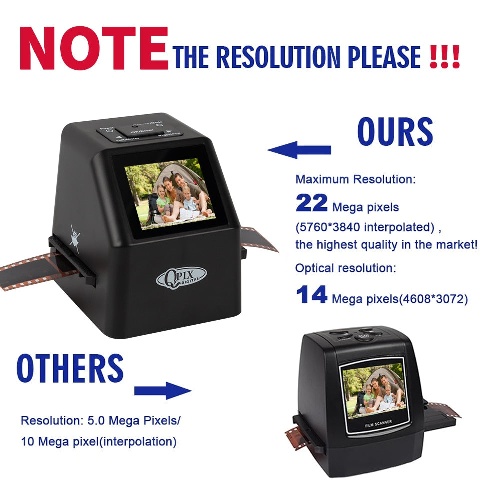 Portable 22MP Negative Film Scanner 35mm Slide Converter Photo Digital Image Viewer with 2.4" LCD Build-in Editing Software