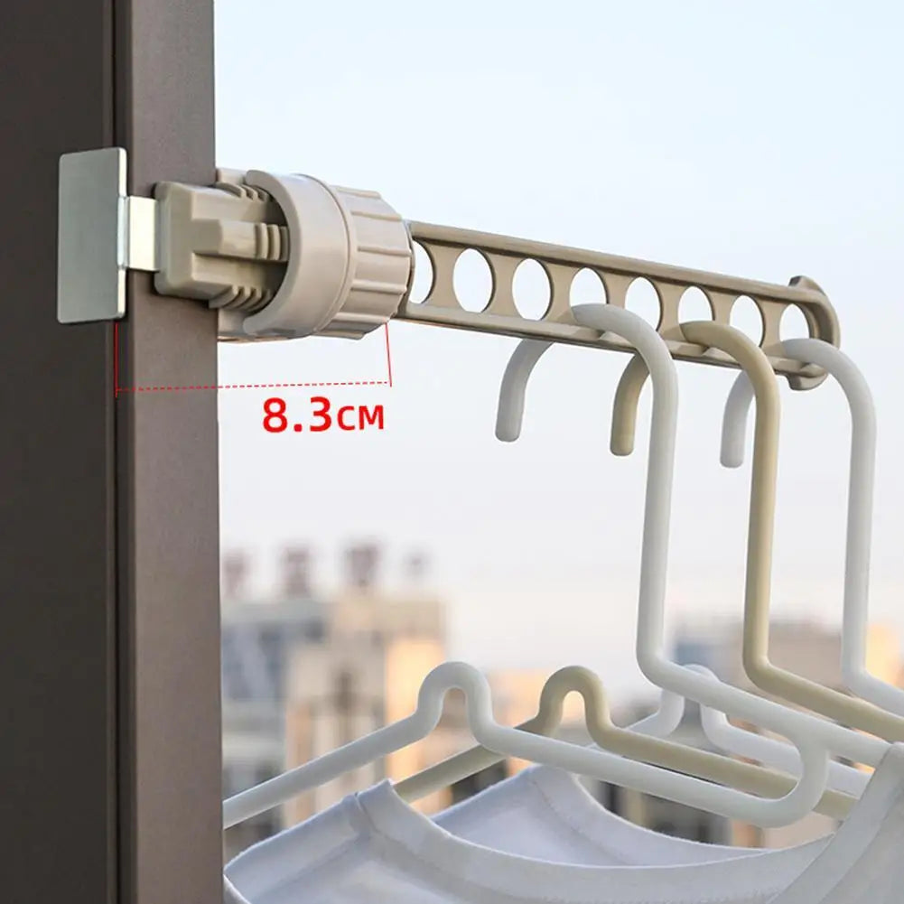 8-holes Clothing Window Frame Hanger Home Storage Finishing Retractable Indoor Space Saver Clothes Hangers Drying Rack