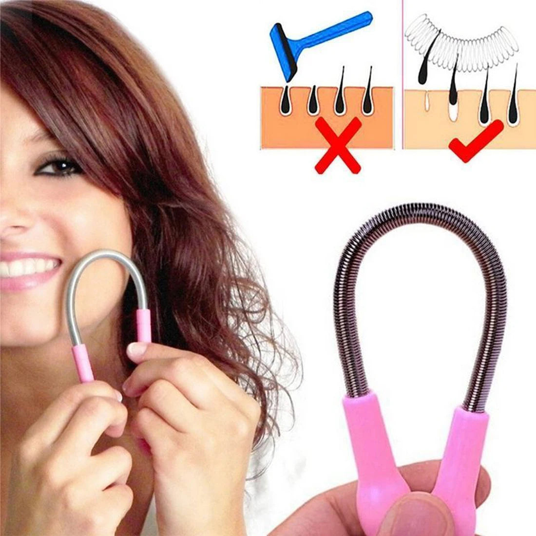 Creative Women Razor Face Hair Moustache Remover Spring Threading Tool Shaping Makeup Tools women Epilator Cleaner Hair Remover