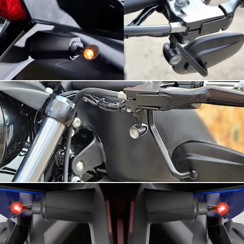 Mini Bullet Motorcycle Led Turn Signals 12V Brake light DRL Lamp Amber White Red Flashing Light Fit for Honda Suzuki Kawasaki