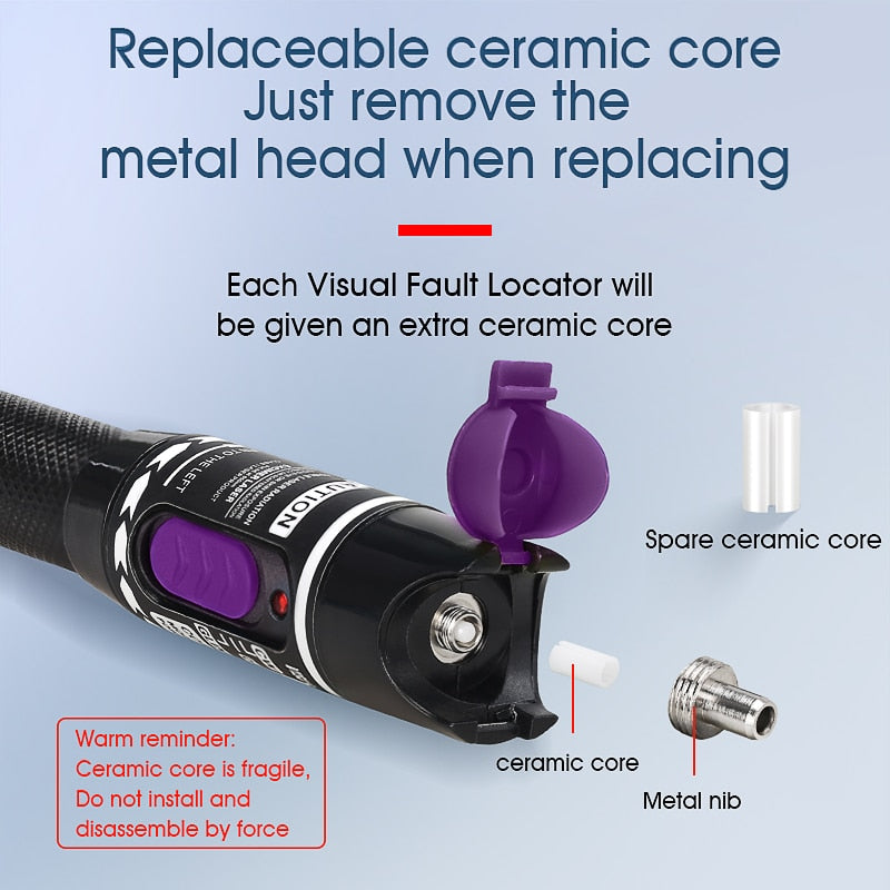 FTTH Fiber Optic Cable Tester Pen 1/10/20/30/50mw  Visual Fault Locator SC/FC/ST 2.5mm Interface VFL Optical Fiber Test Tool