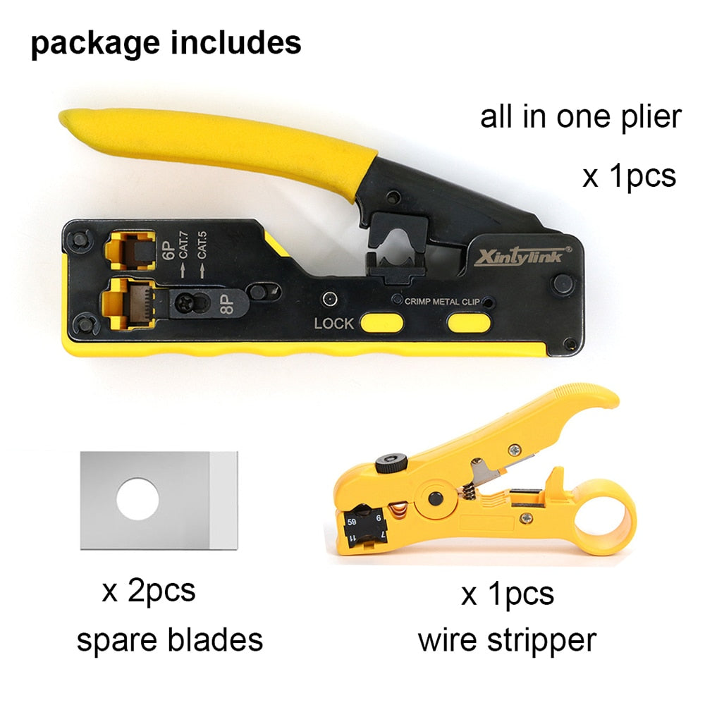 xintylink all in one rj45 pliers networking crimper cat5 cat6 cat7 cat8 crimping network tools ethernet cable Stripper clamp lan
