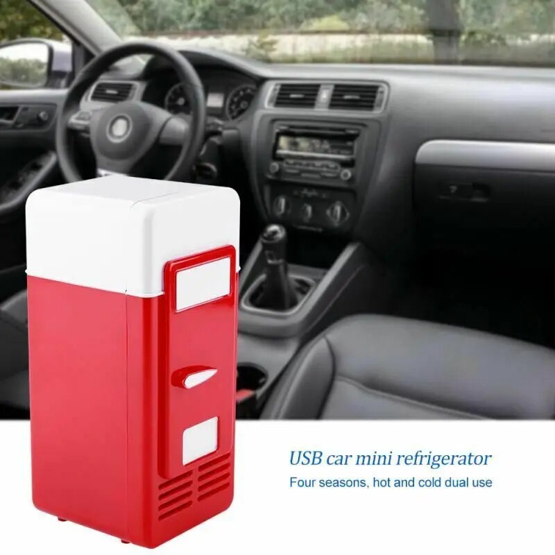 Mini Car Refrigerator USB Fridge Cooler Warmer Freezer Soda Can Beverage Travel