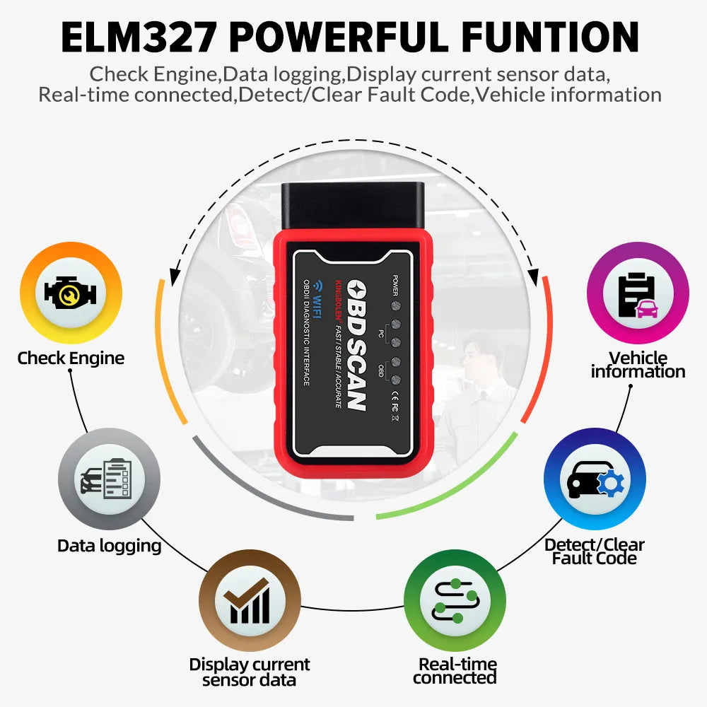 ELM327 V1.5 OBD2 Scanner WiFi BT PIC18F25K80 Chip OBDII Diagnostic Tools for IPhone Android PC ELM 327 Auto Code Reader