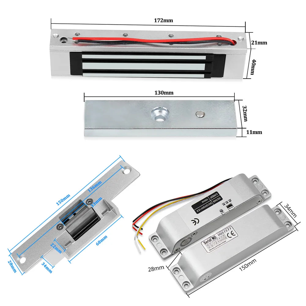 433MHz Door Wireless Access Controller System Kit Remote Control Unlock Gate Opener+ DC12V Power Supply, Electric Locks for Home