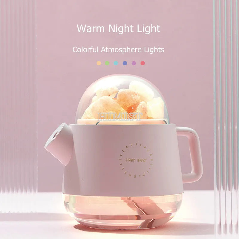 360ml Portable Crystal Air Humidifier Wireless Aroma Essential Oil Diffuser Rechargeable Air Humidificador with Atmosphere Lamp