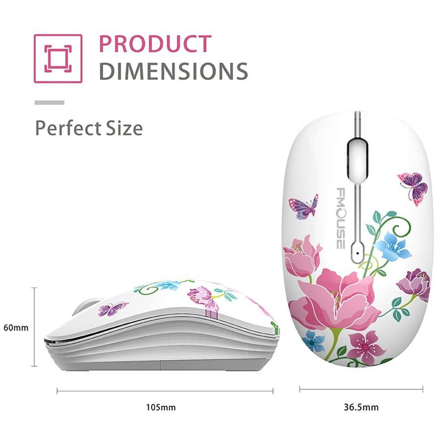 M101 Ergonomics Wireless Mouse 2.4G Cute Optical Cartoon Computer Silent Mice With USB Receiver for Laptop Kid Girl Gift Macbook