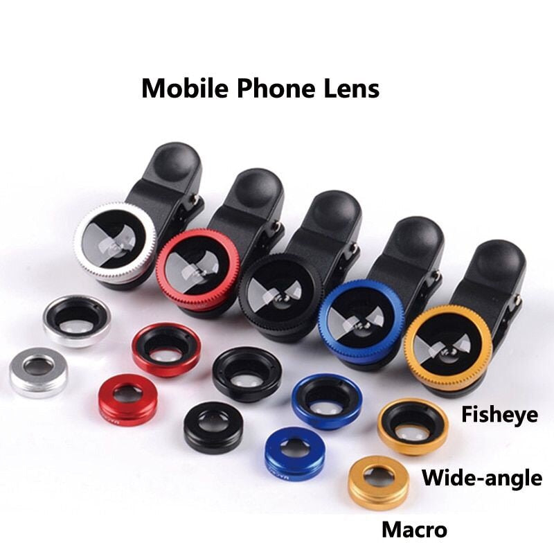 3 in 1 Fisheye Phone Lens Wide Angle Zoom Lens Fish Eye Macro Lenses Camera Kits With Clip Lens On The Phone For All Smart Phone