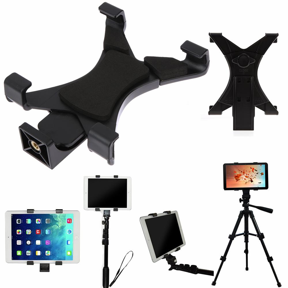 Universal Tablet Tripod Mount Clamp With 1/4"Thread Adapter For iPad 2/3/4/Air/Air2 /mini For Galaxy Tablet Phone Bracket Holder