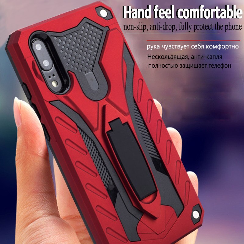 Luxury Armor Shockproof Stand Case for Huawei P40 P30 P20 Lite Mate 30 20 10 9 Pro Y6 Y7 Y9 Prime 2019 Rugged Silicone Cover