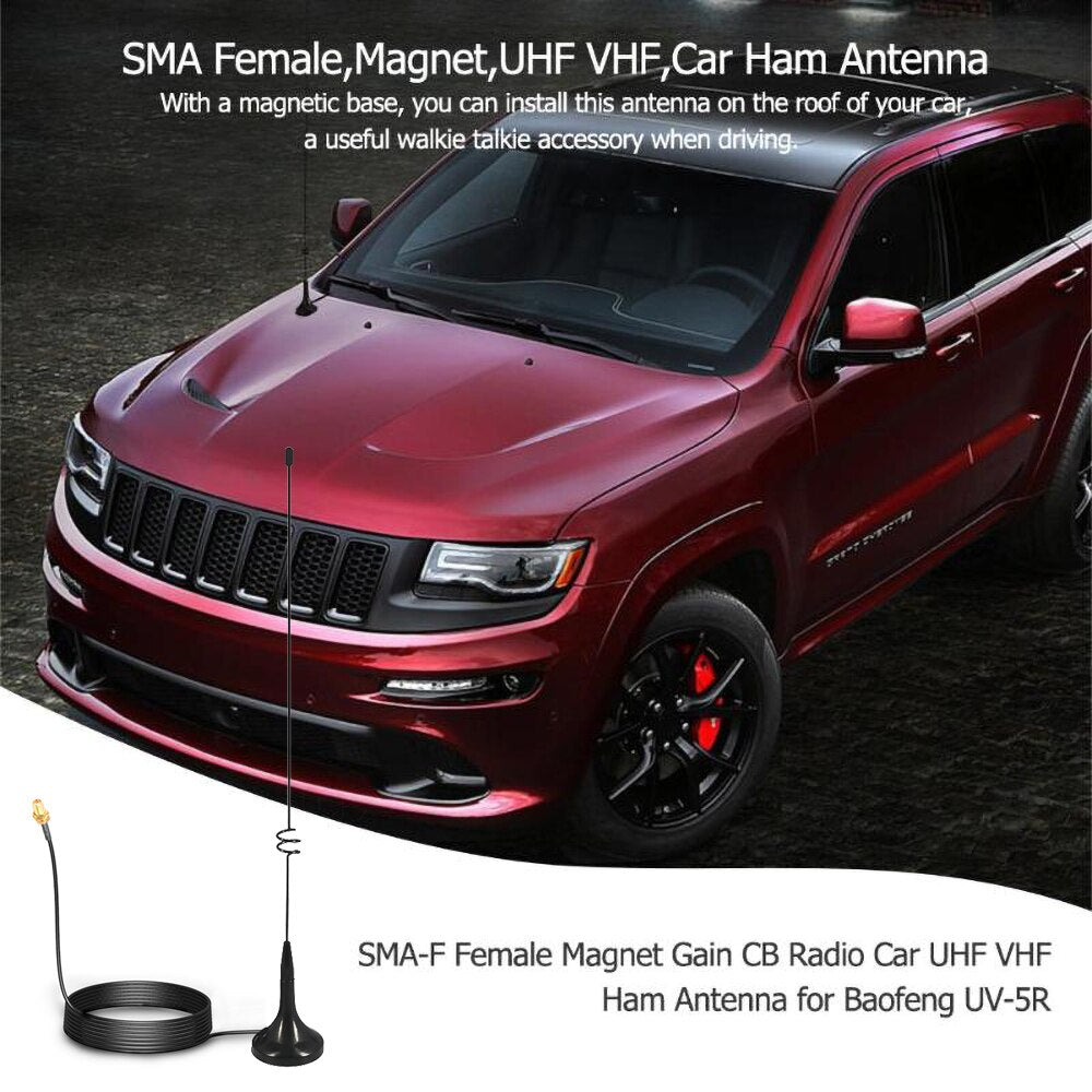 Dropship UT-108UV high gain Antenna Two Way Radio VHF UHF SMA Magnetic Mobile for Nagoya BAOFENG CB Radio UV-5R UV-B5 UV-B6 GT-3