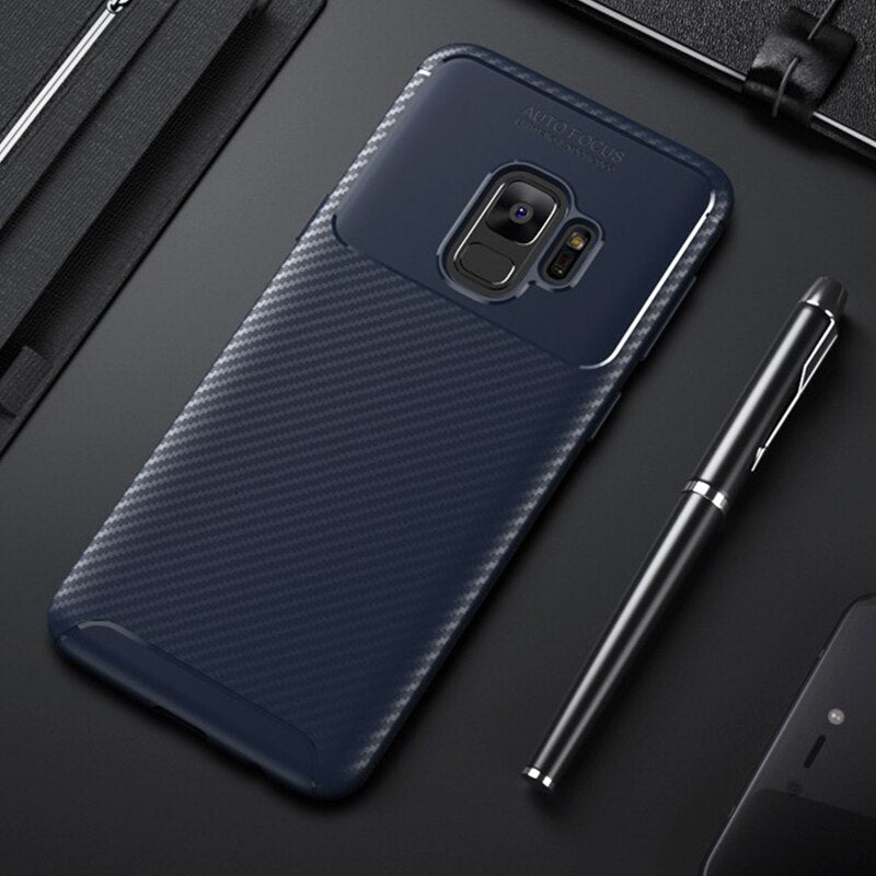 For Samsung Galaxy S9 S 9 Plus Case Luxury Carbon Fiber Cover Shockproof Phone Case For Samsung S9+ Cover Full Protection Bumper