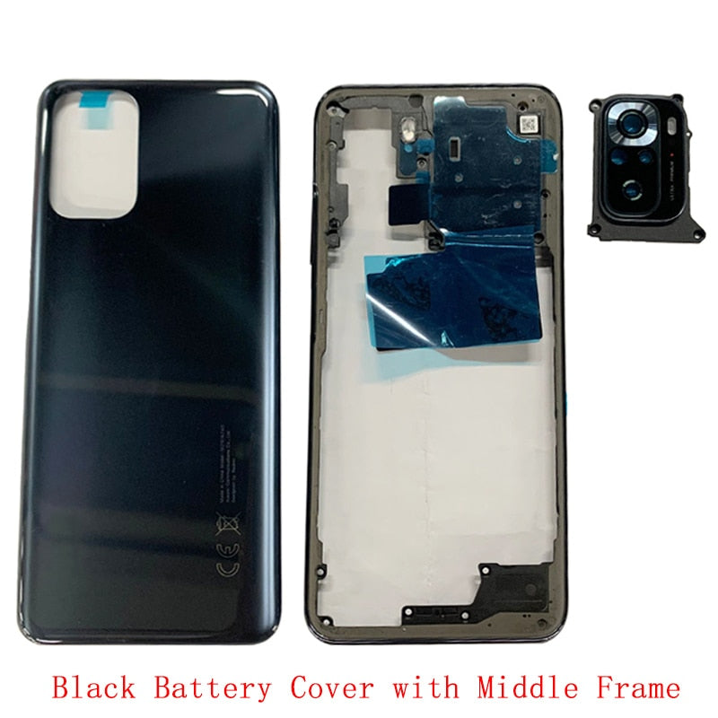 Original Battery Cover Rear Door Housing Back For Xiaomi Redmi Note 10 Battery Cover with Middle Frame Camera Frame Replacement