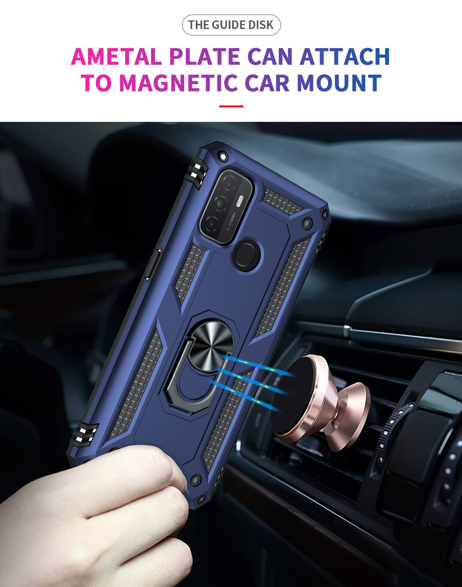 For OPPO A32 A53 A53S 2020 Case Luxury Armor Magentic Silicone Phone Case for OPPO A15 A15S A35 Car Holder Ring Case