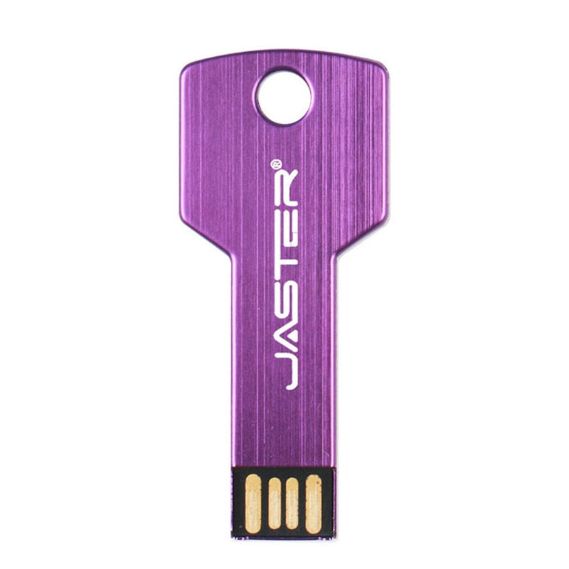 JASTER Metal key Shape USB Flash Drive Pen Drives Custom logo Memory Stick Real Capacity U Disk 4G 8G 16G 32GB 64GB 128GB