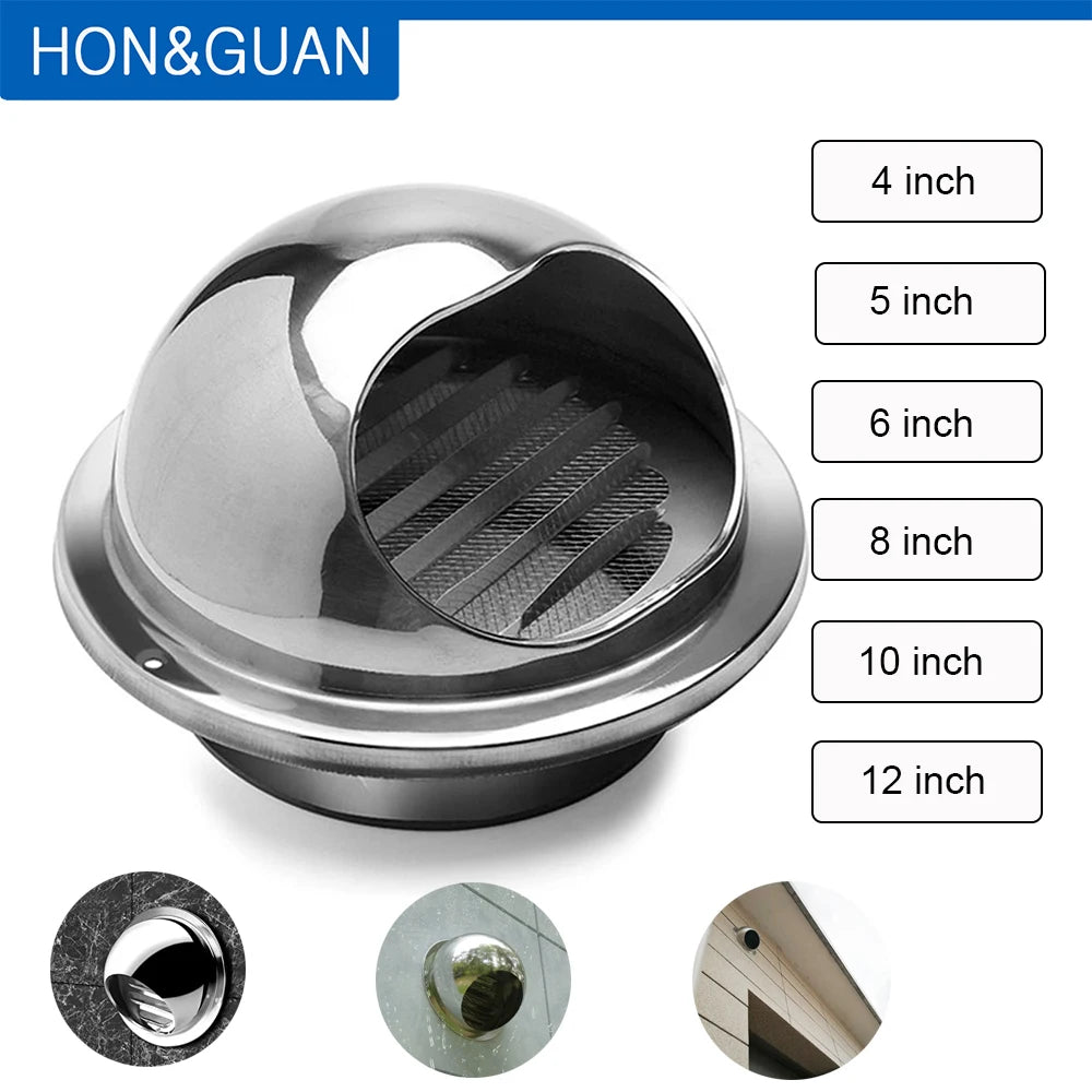 Hon&Guan 4-12inch Stainless Steel Wall Ceiling Air Ducting Ventilation Exhaust Grille Cover Outlet Heating Cooling & Vents Cap