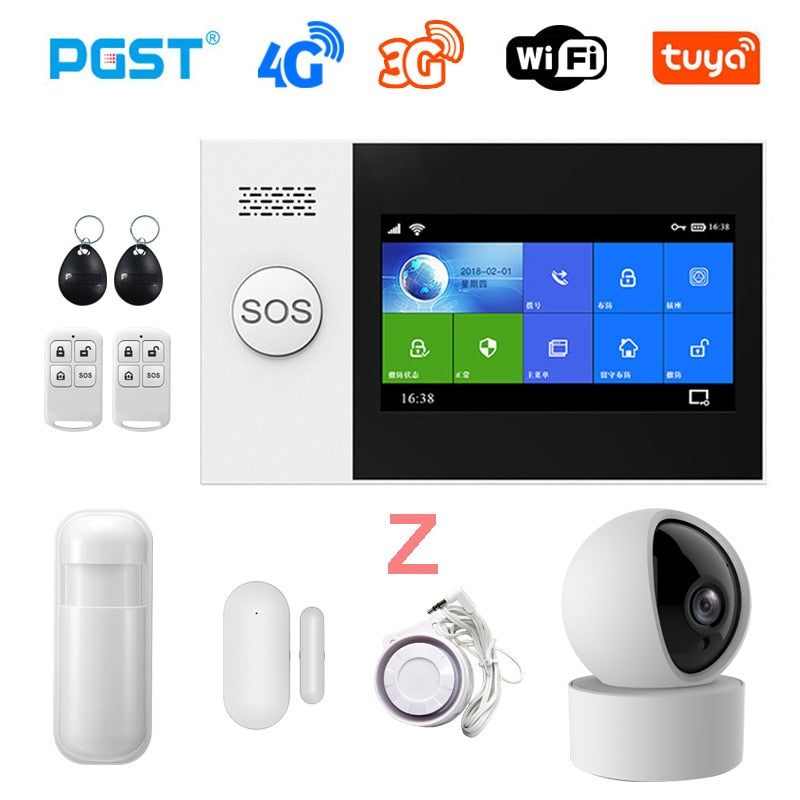 PGST PG-107 4G Tuya Wireless Home WIFI GSM Home Security With Motion Detector Sensor Burglar Alarm System Support Alexa & Google