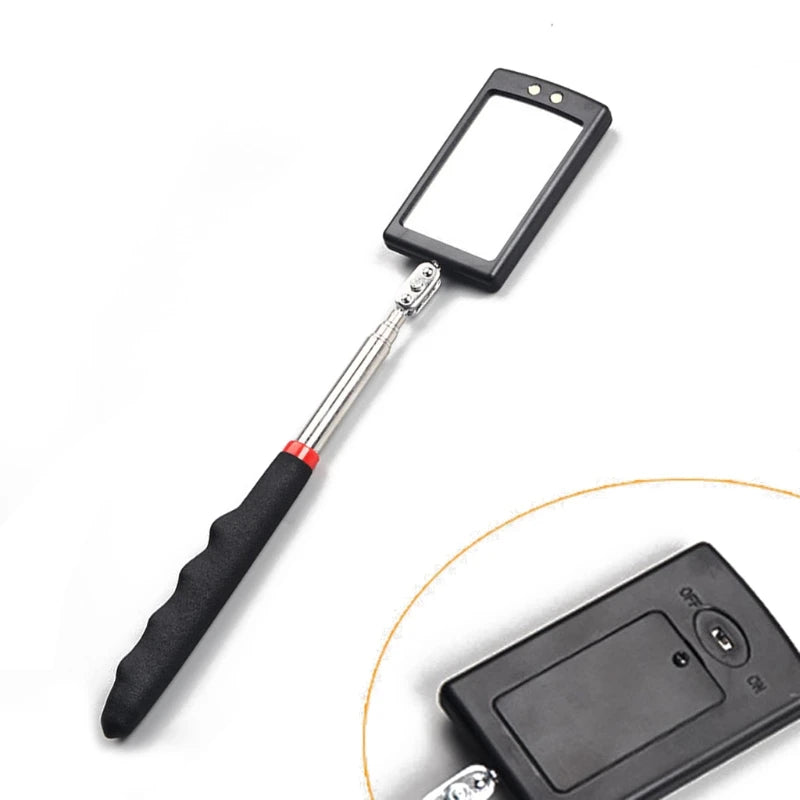 Extendable Inspection Mirror ， LED Lamp Endoscope，360° Rotation， Retractable Lighted Tool for Mechanic, Home Inspector,