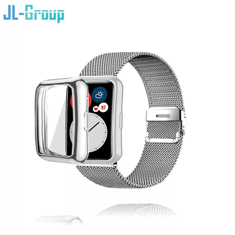 Strap For Huawei Watch Fit Band Fit/Fit 2 With Case Metal Bracelet Huawei Film Screen Protector For Smart Watchband Accessories
