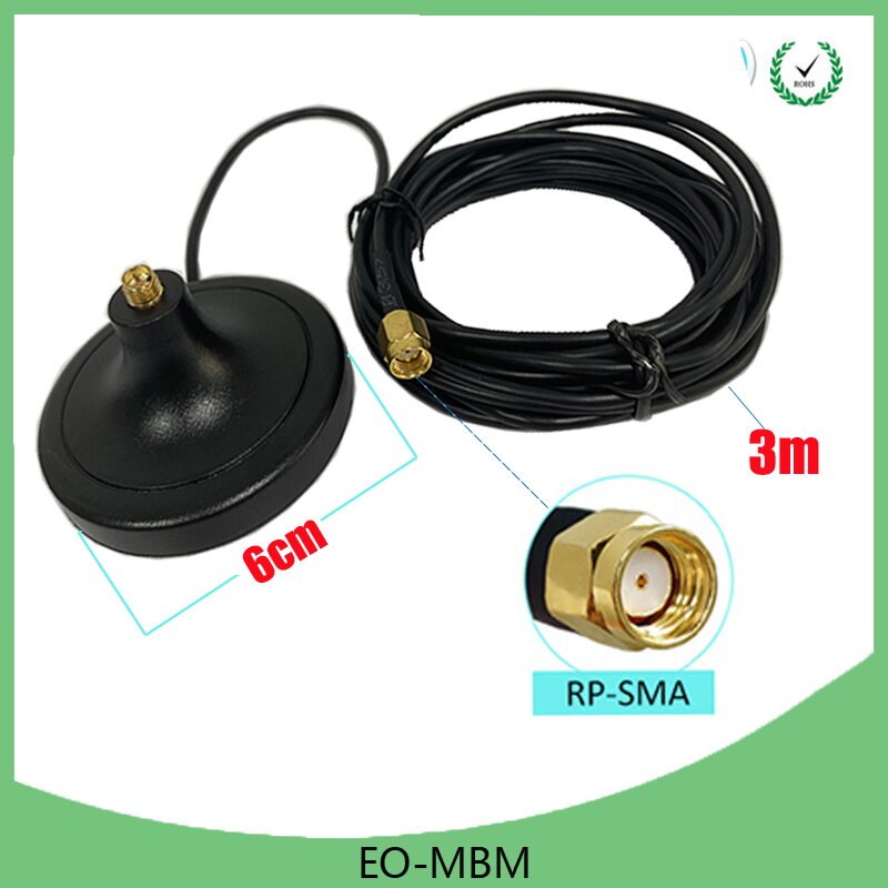 Eoth WiFi Antenna Extension RP-SMA Male IOT to Female Antenna with RG174 3M Cable Magnetic Base for Router Wireless Network Card