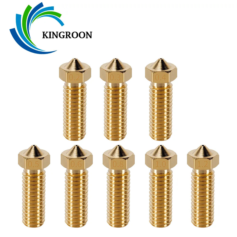 KINGROON 2pcs E3D Volcano Hard Steel Nozzle Brass M6 Thread 3D Printer Hotend Volcano Nozzle 0.2mm-1.2mm For 1.75mm Filament