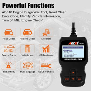 ANCEL AD310 Car OBD2 Auto Scanner Code Reader Diagnostic Scan Tool Check Engine Turn Off MIL Scanner Automotriz Analyzer devices