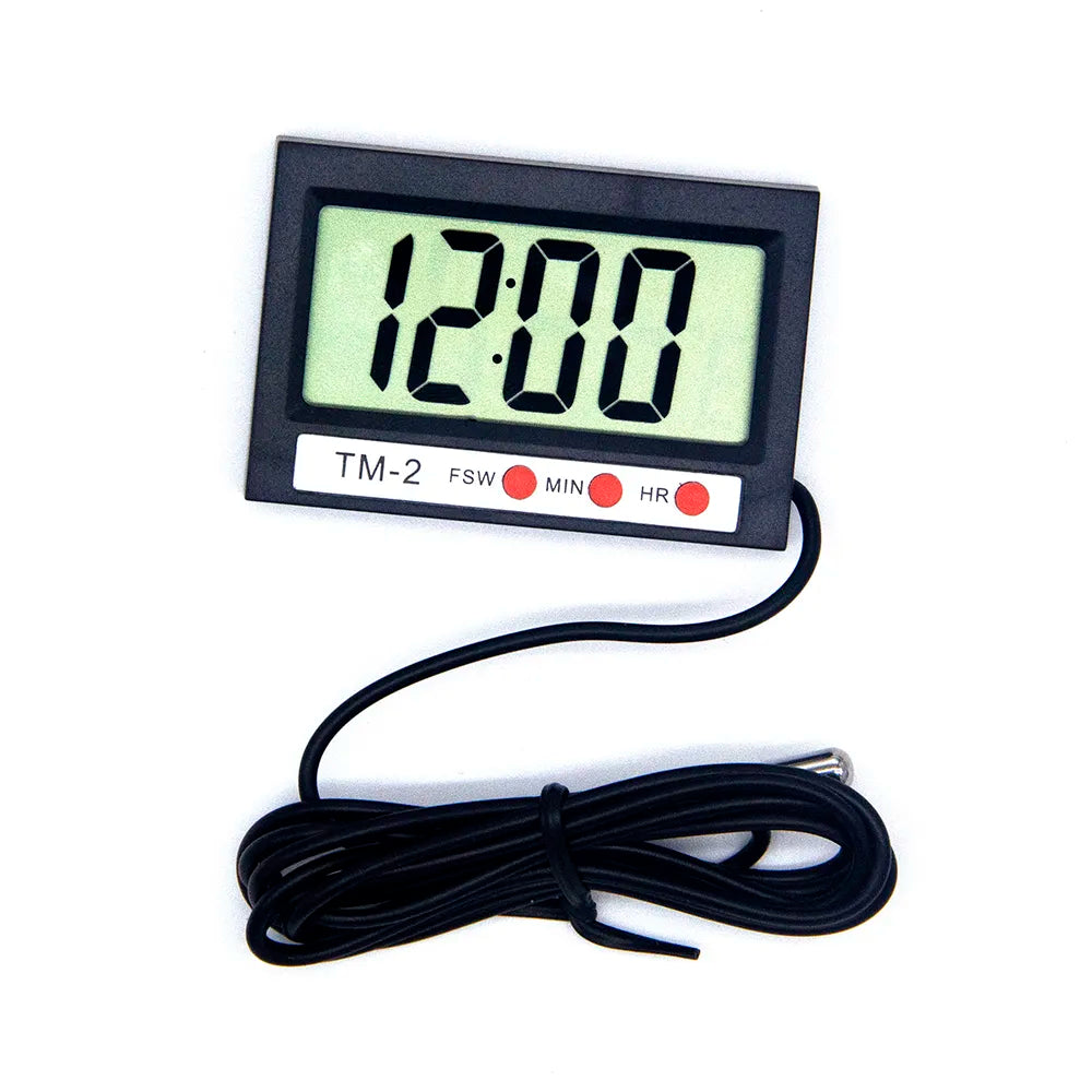 New LCD Digital Temperature Meter Home Indoor Outdoor Refrigerator Fridge Thermometer Weather Station with Clock -50℃~ 70℃