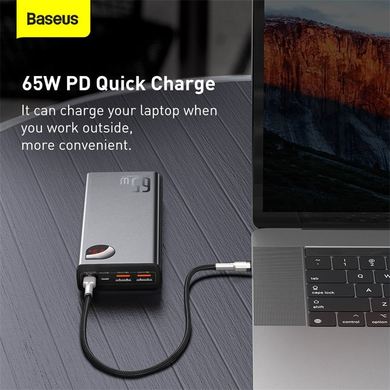 Baseus PD 65W Power Bank 30000mAh Fast Charging External Battery Portable Charger 20000mAh PowerBank For iPhone Xiaomi MacBook