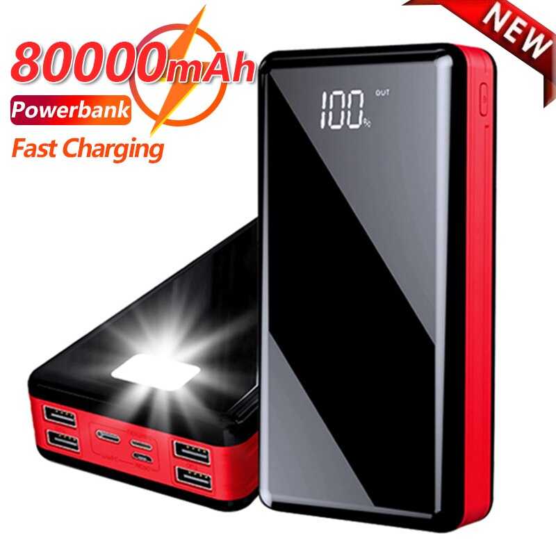 80000mAh Power Bank Portable Charger Digital Display External Battery 4 USB LED PowerBank for Xiaomi Samsung Xiaomi IPhone