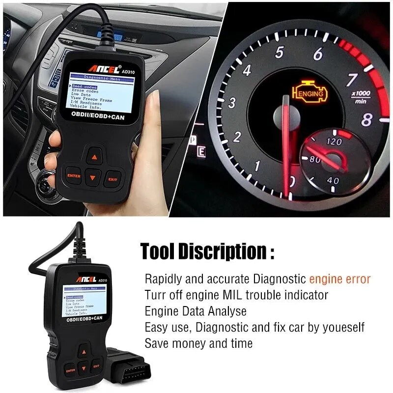 ANCEL AD310 Car OBD2 Auto Scanner Code Reader Diagnostic Scan Tool Check Engine Turn Off MIL Scanner Automotriz Analyzer devices