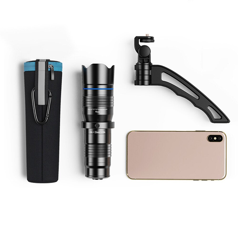 APEXEL Optional HD 20x-40x zoom telescope telephoto lens camera mobile lens+ selfie tripod for Samsung iPhone all Smartphones