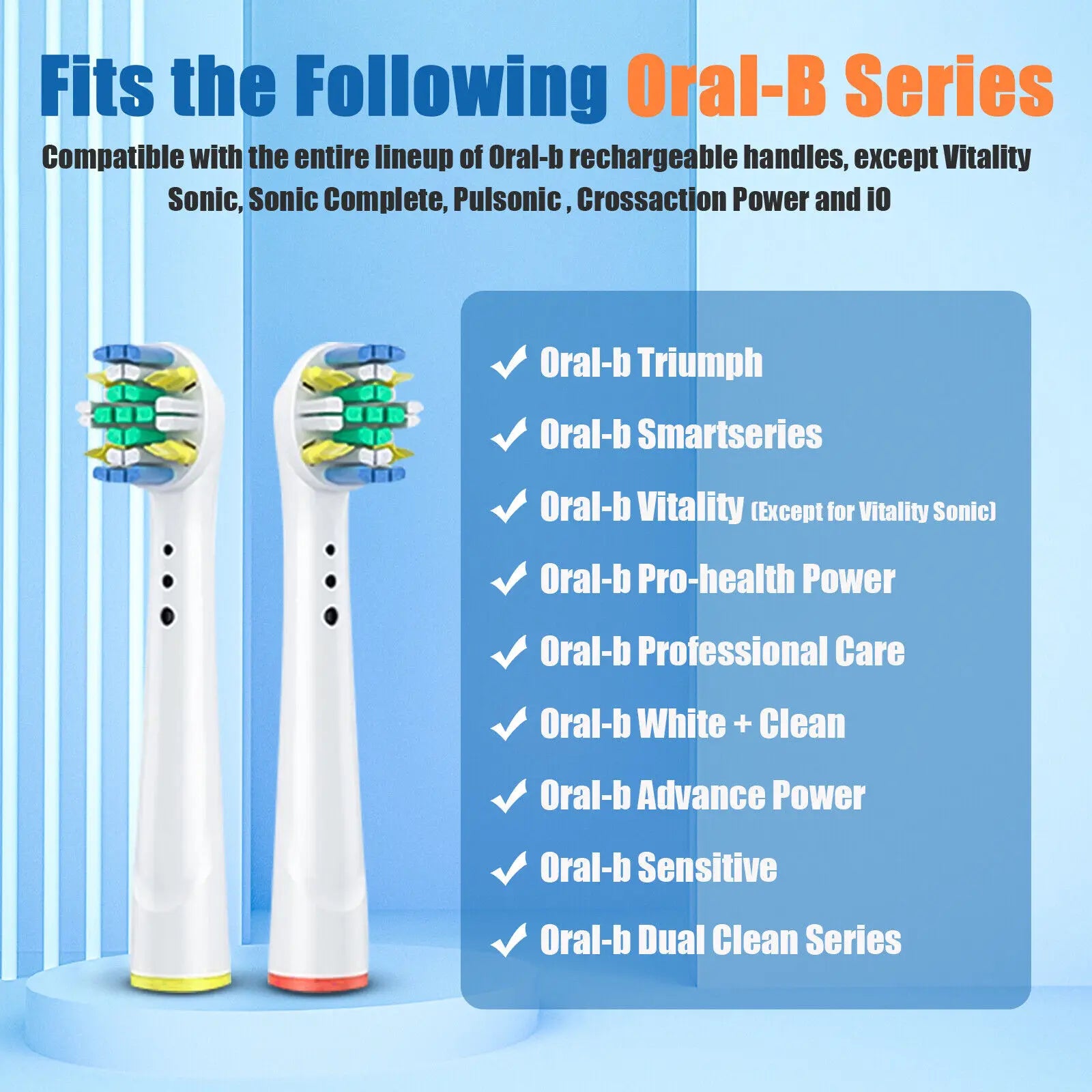 4/8/12/16/20PCS Floss Replaceable Electric Toothbrush Head Compatible with Oral-B White, Power, Clean, Kids, Soft, Black, Action