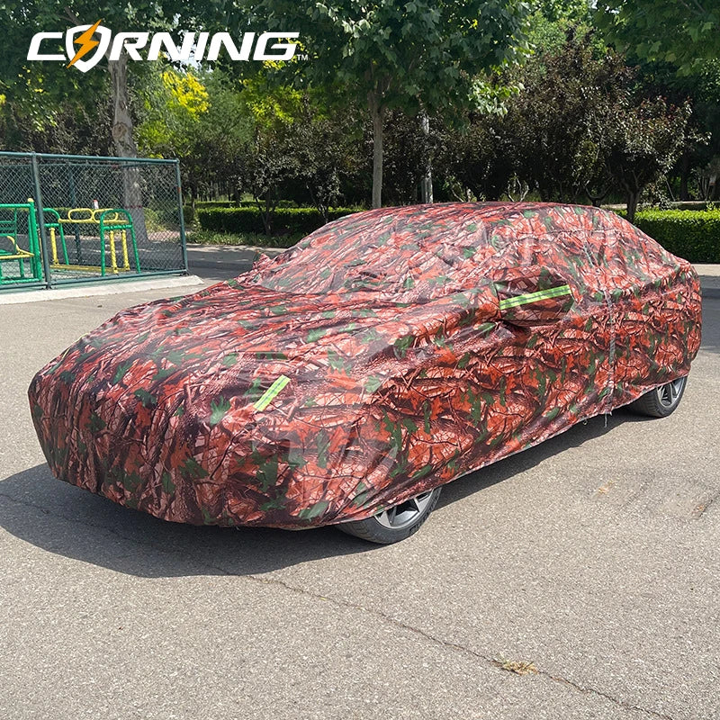 Maple Leaf Camouflage Cotton Car Cover Outdoor Waterproof Sun Auto Hail Winter Protection Frost Exterior Accessories Automobiles