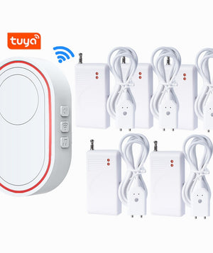 Topvico 5pcs WiFi Water Detect Sensor For Leaks Basement Sump Pump Alarm Tuya Smart APP Notification, 5 Levels Volume