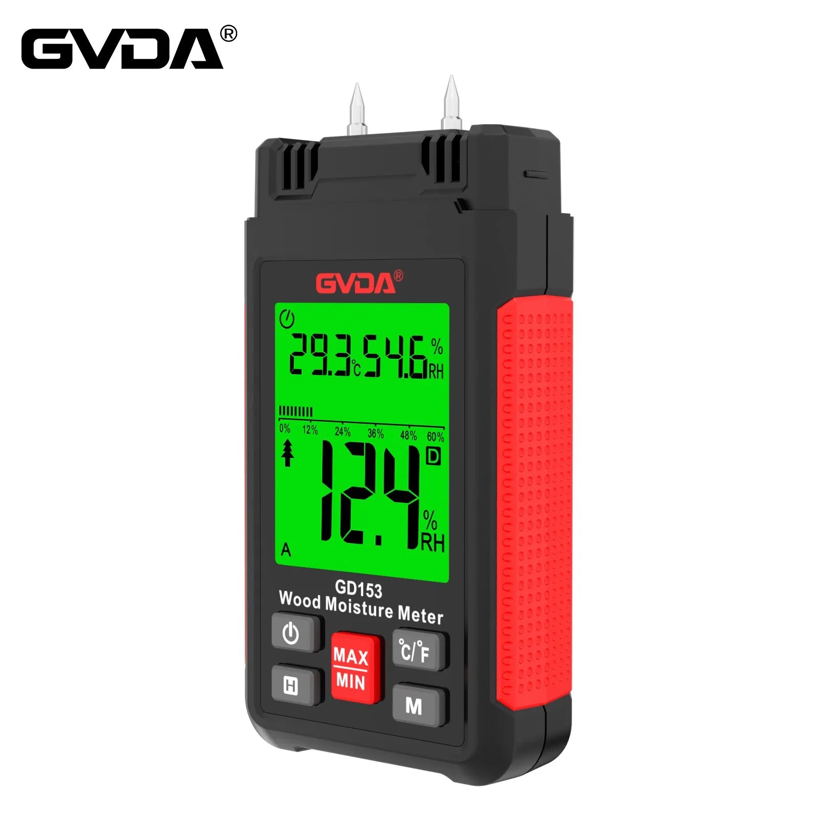 GVDA Digital Wood Moisture Meter Wood Humidity Tester Hygrometer Timber Damp Detector Larger LCD Cement Brick Moisture Meter