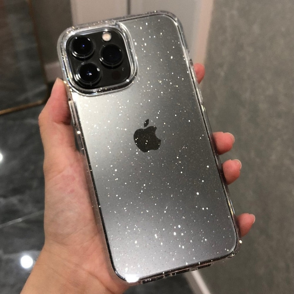 Luxury Bling Glitter Clear Case For iPhone 14 13 12 11 Pro Max X XR XS 7 8 Plus SE 2022 Transprent Soft Acrylic Shockproof Cover