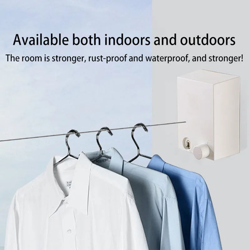 Punch-Free Retractable Clothesline Wall-mounted Indoor Outdoor Clothes Drying Rack Invisible Clothes Organiser Drying Lines