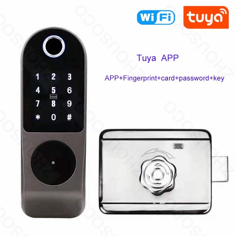 Fingerprint Lock Tuya Wifi Remote Contro Biometric Digital Smart Door Lock Bluetooth TTLock APP Passcode Card  Electronic Lock