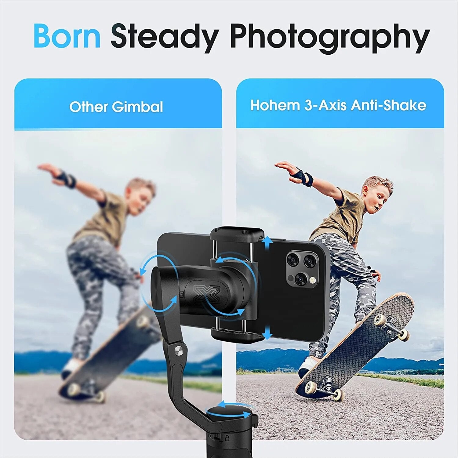 Hohem iSteady X2 Smartphone 3-Axis Gimbal with Remote Control Foldable Handheld Phone Stabilizer for iPhone/Samsung/Huawei