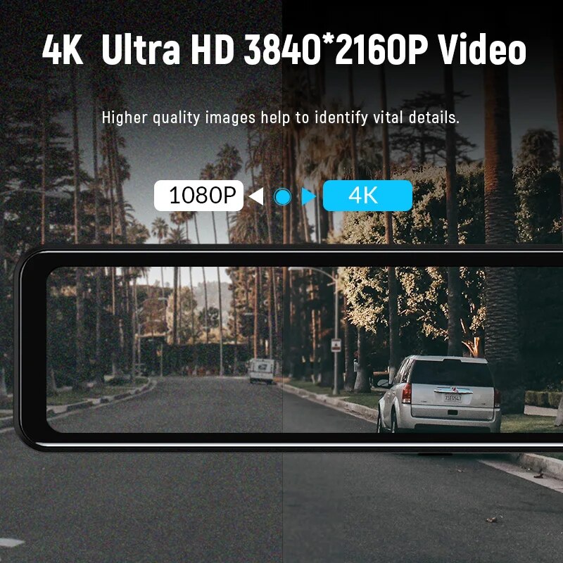 E-ACE Dash Cam 4k For Car 12' Auto Video Recorder Wifi Support 1080P Rear View Camera GPS Vehicle Black Box Car Dashboard Camera
