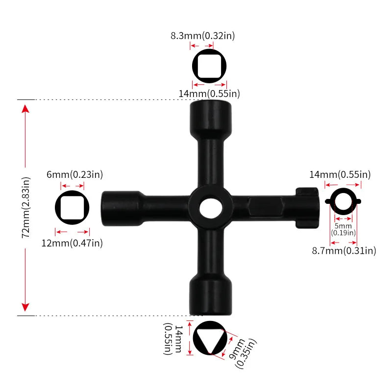 New High Quality Multi-functional Electric Control Cabinet Triangle Key Wrench Elevator Water Meter Valve Square Hole