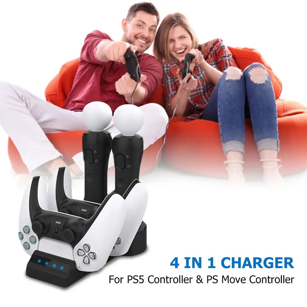 NEW2023 Ports Charging Stand Station for PS5 PS Move Game Controller Charger Dock Charger for PlayStation Controller