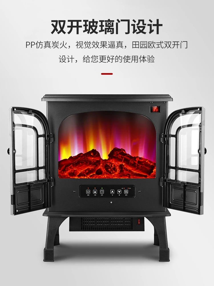 European fireplace heater 3D simulation flame electric fireplace Intelligent Remote control space heater energy-saving heater